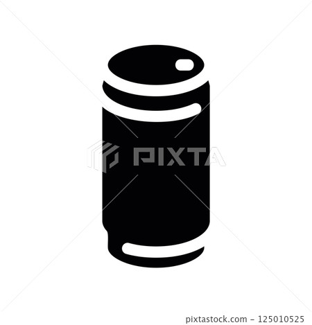 Simple black silhouette icon of a standard cylindrical container Simple black silhouette icon of a standard cylindrical container 125010525