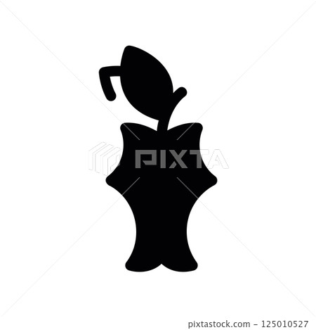Icon depicting an eaten fruit core, symbolizing food waste 125010527
