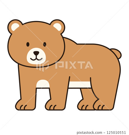 BEAR wild animal cute icon kawaii style illustration safari clean flat vector simple outline doodle drawing  isolated element sticker kiddy decorative  125010551