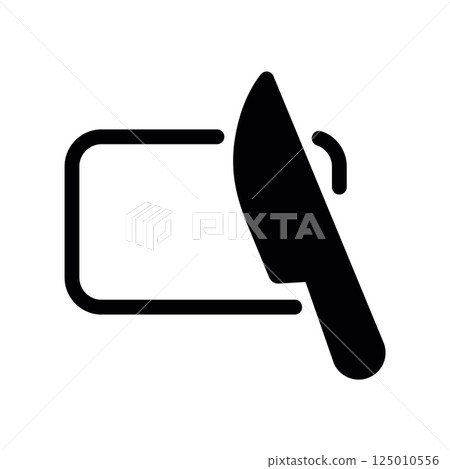 Icon featuring a cutting board alongside a kitchen knife utensil 125010556