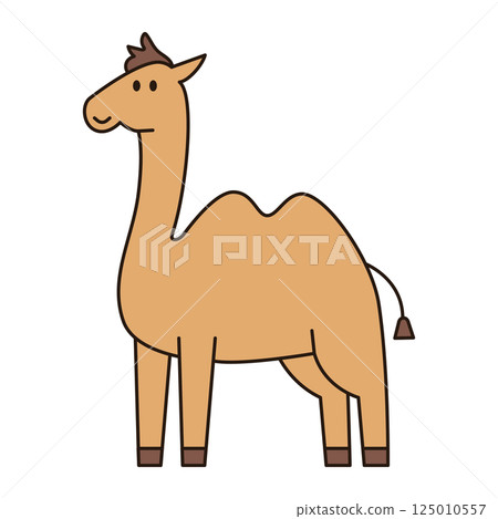 CAMEL wild animal cute icon kawaii style illustration safari clean flat vector simple outline doodle drawing  isolated element sticker kiddy decorative  125010557