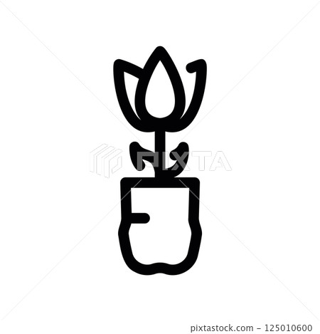 Blooming flower planted inside a reused plastic bottle pot symbolizing upcycling concept 125010600