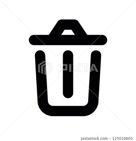 Simple outline icon of a trash can or waste bin for disposal purposes clearly 125010605
