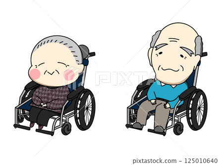 Elderly people sitting in a wheelchair Elderly people sitting in a wheelchair 125010640