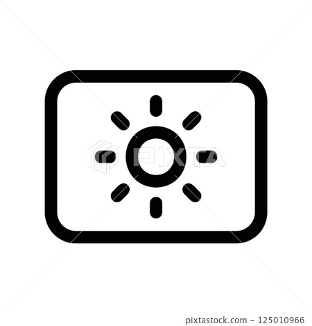 Screen Brightness Setting Outline Icon with Sun Symbol Graphic 125010966