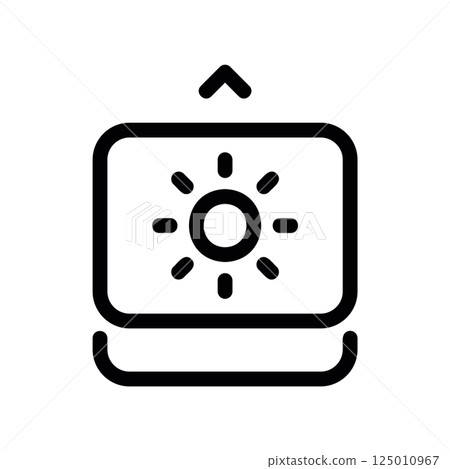 Outline Icon for Increasing Screen Brightness with Sun and Slider 125010967