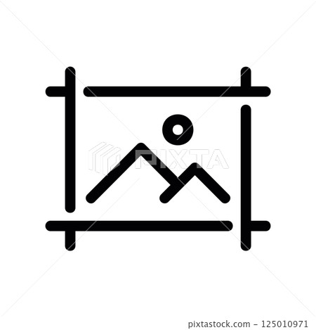 Image Crop Tool Outline Icon with Landscape Symbol Inside Frame Image Crop Tool Outline Icon with Landscape Symbol Inside Frame 125010971