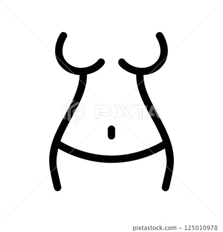 Female Torso Outline Icon Showing Waist and Hips Line Art Symbol 125010978