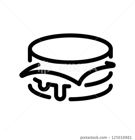 Burger Outline Icon with Cheese and Patty Layers Line Art Symbol Burger Outline Icon with Cheese and Patty Layers Line Art Symbol 125010981