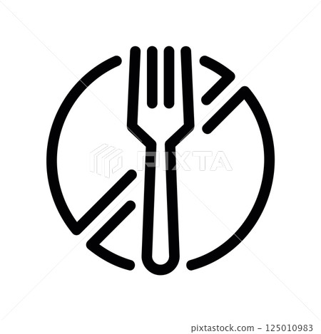 Fork Dividing Circular Plate Outline Icon for Meal Portion Control Fork Dividing Circular Plate Outline Icon for Meal Portion Control 125010983