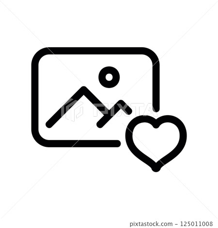 Favorite Image Outline Icon with Landscape and Heart Symbol Graphic 125011008