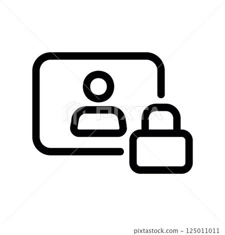 Private User Profile Outline Icon with Person and Padlock Symbol 125011011