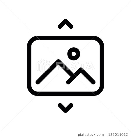 Vertical Image Resizing Tool Outline Icon with Landscape Symbol 125011012