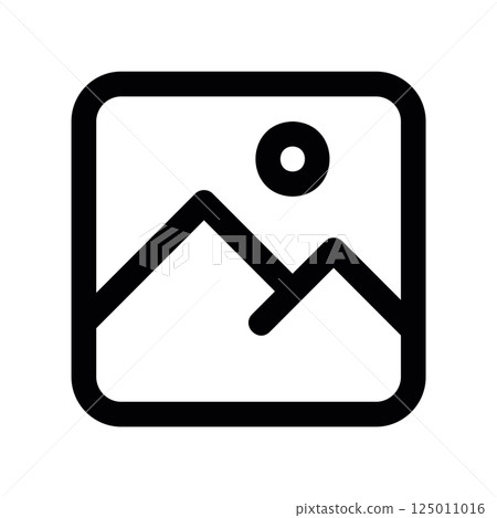 Framed Landscape Outline Icon Simple Picture Symbol Line Art Design 125011016