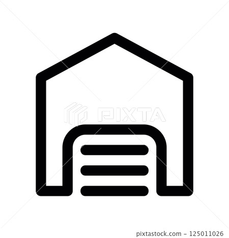 Building Icon Featuring a Large Roll Up Door Like a Garage Unit 125011026