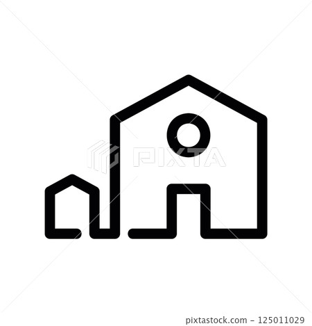 Residential Property Icon Showing Main House with Auxiliary Building Residential Property Icon Showing Main House with Auxiliary Building 125011029