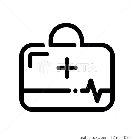 Medical Kit Icon with First Aid Cross and Cardiogram Pulse Line Medical Kit Icon with First Aid Cross and Cardiogram Pulse Line 125011034