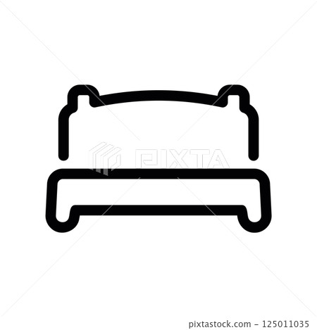 Simple Outline Icon Representing a Standard Bed with Headboard 125011035