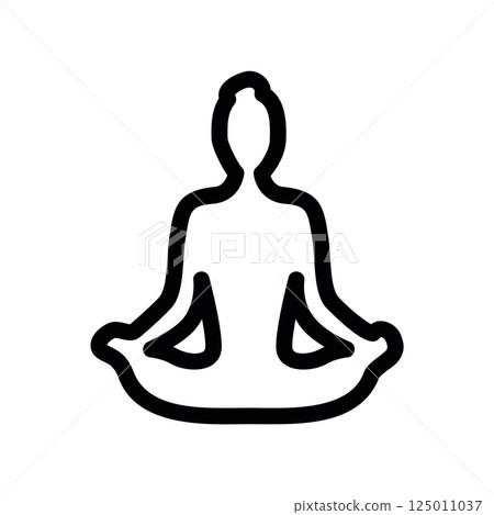 Outline Icon of Person Sitting in Lotus Position for Meditation 125011037