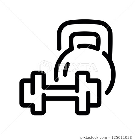 Fitness Equipment Icon Showing Kettlebell and Dumbbell Together 125011038
