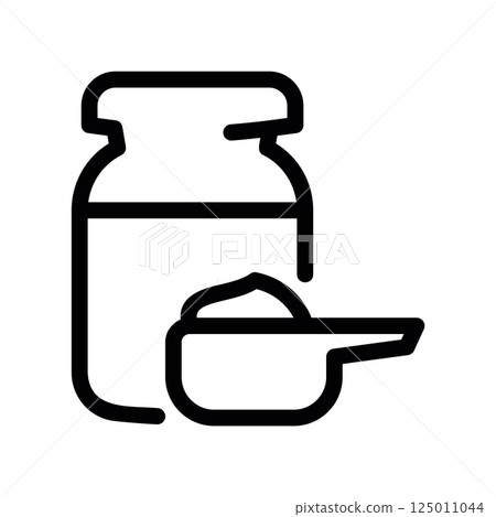 Supplement Container with Lid Next to Full Measuring Scoop Icon Art Supplement Container with Lid Next to Full Measuring Scoop Icon Art 125011044