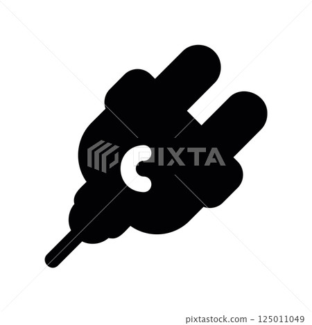 Electrical Plug Decorated with Crescent Moon and Star Symbolism Icon 125011049
