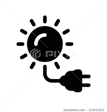 Sun Symbol with Rays Directly Connected to an Electrical Plug Icon 125011052