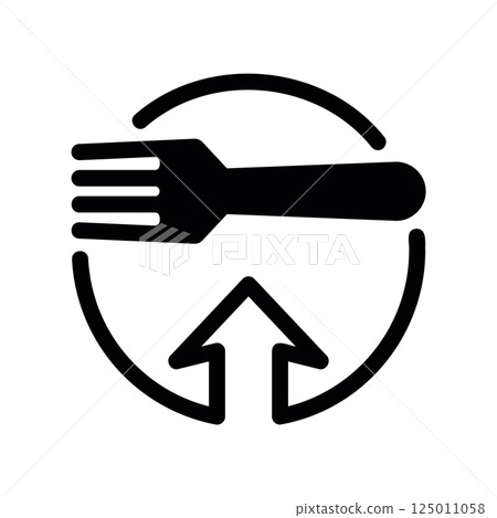 Fork Positioned Above Upward Arrow Within Circular Frame Icon Design Fork Positioned Above Upward Arrow Within Circular Frame Icon Design 125011058