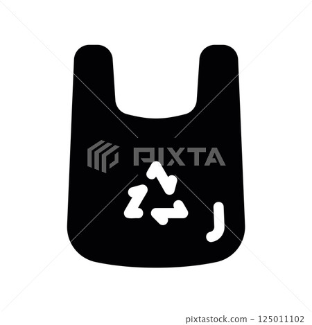 Black Plastic Bag Icon with White Recycling Symbol Indicating Reuse Black Plastic Bag Icon with White Recycling Symbol Indicating Reuse 125011102