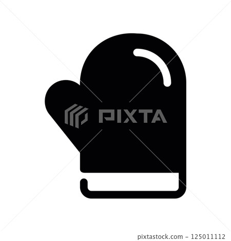 Black Oven Mitt Icon Silhouette for Kitchen Safety Representation Use 125011112
