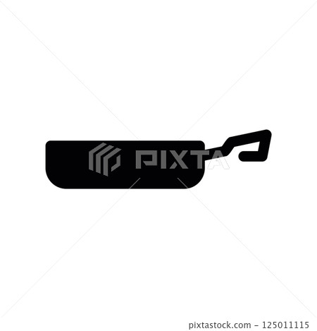 Minimalist Black Silhouette Icon of a Standard Kitchen Frying Pan Tool 125011115