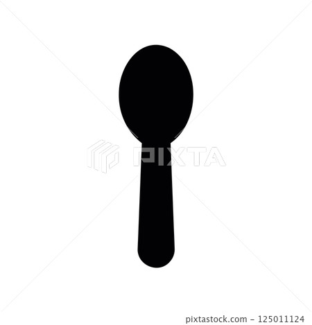 Minimalist Black Silhouette Icon of a Simple Eating Spoon Utensil Tool 125011124