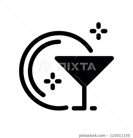 Sparkling Clean Martini Glass Next to Circular Dish Element Icon 125011150