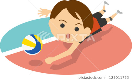 Illustration of a female volleyball player receiving the ball 125011753