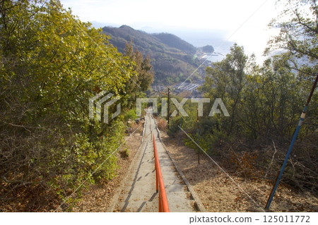 The long stone steps of the hiking trail to "Kose no Kasaneiwa" on Shodoshima Island 125011772