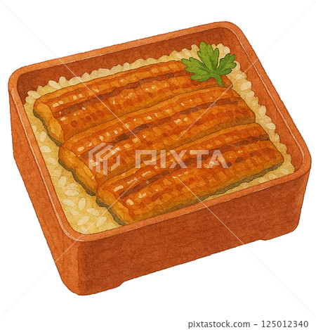 鰻魚的水彩插圖（附便當盒） 125012340