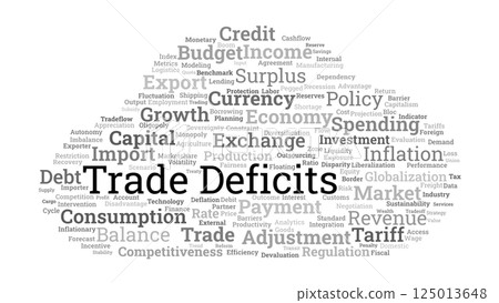 Trade Deficits Word Cloud. Key Economic Terms in Global Trade and Fiscal Policy Trade Deficits Word Cloud. Key Economic Terms in Global Trade and Fiscal Policy 125013648