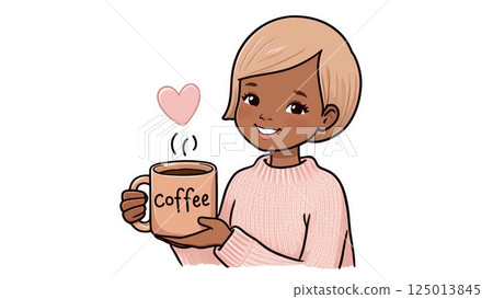 A woman drinking coffee 125013845