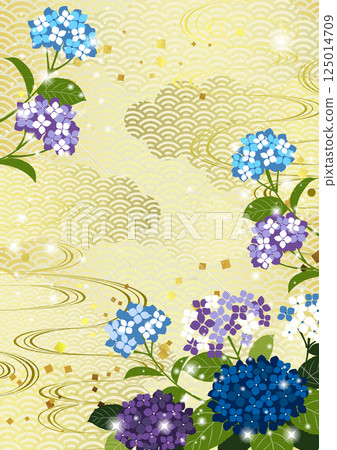 繡球花,梅雨,背景,日式,插圖,可愛,青外波,雲,垂直,金色 繡球花,梅雨,背景,日式,插圖,可愛,青外波,雲,垂直,金色 125014709