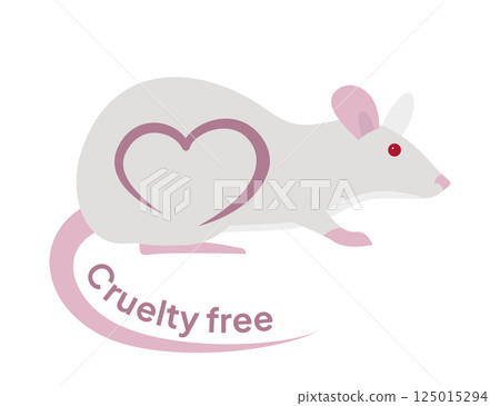 Cruelty free white mouse with heart, animal rights and ethical products 125015294