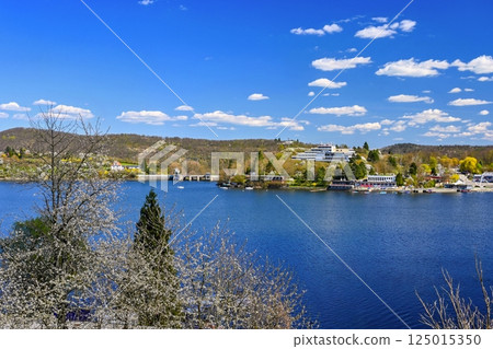 Brno Dam. Place for recreation and sports. Brno - Bystrc. Beautiful spring nature with landscape and water. Brno Dam. Place for recreation and sports. Brno - Bystrc. Beautiful spring nature with landscape and water. 125015350