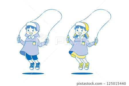 Kids skipping rope illustration 2C 125015440