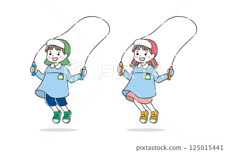 Kids skipping rope illustration 4C 125015441