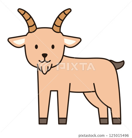 GOAT cute animal illustration farm domesticated pet doodle kawaii drawing Japanese style kiddy smile happy playful decorative element object isolated 125015496
