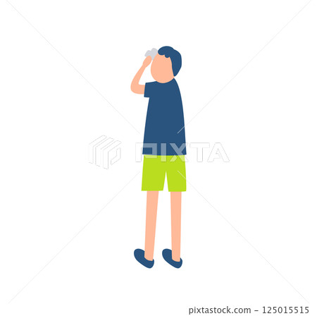 Illustration of a man observing with binoculars 125015515