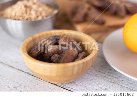 breakfast with dates and cereal breakfast with dates and cereal 125015608