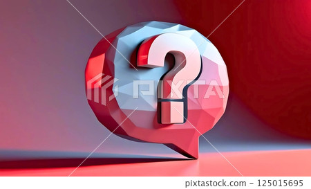 Polygonal speech bubble and white question mark Polygonal speech bubble and white question mark 125015695