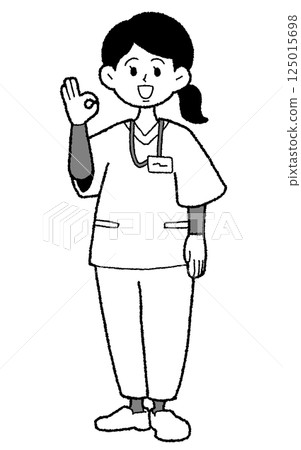 手繪風格女醫生穿著手術服單色OK 125015698