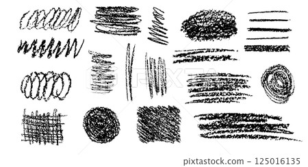 Black charcoal hatch patterns showcasing texture and variety in artistic expression 125016135