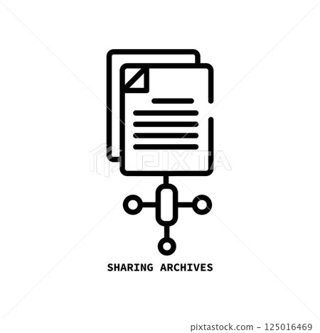 Sharing archives icon. Thin linear sharing archives outline icon isolated on white background from seo web collection. Line vector sign, symbol for web and mobile 125016469